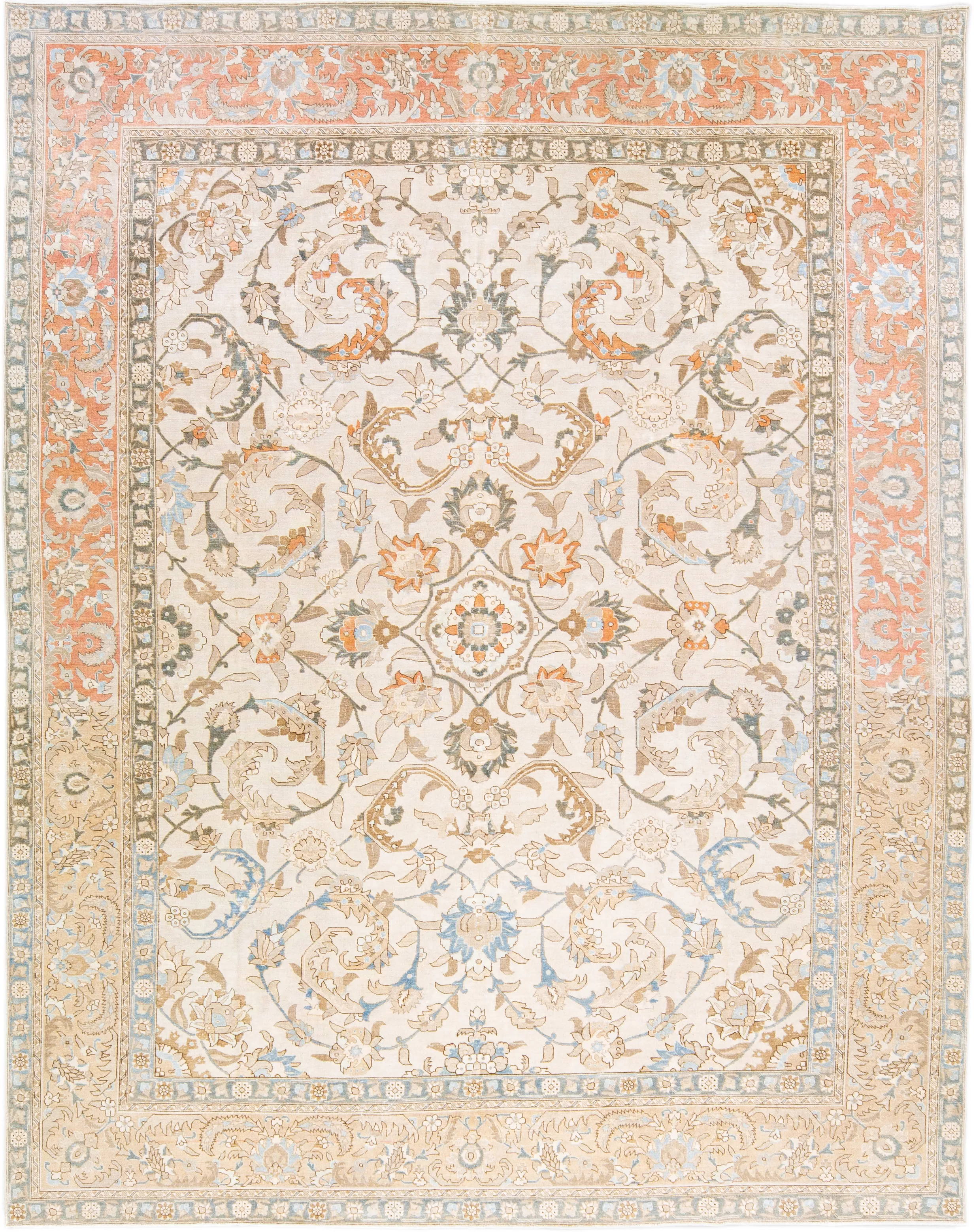 Antique Persian Tabriz Rug - Apadana - Beige - Beige