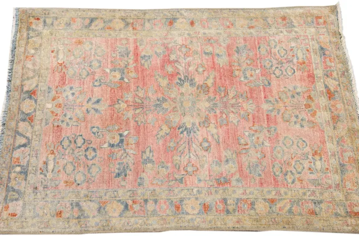 Antique Persian Kashan Rug - Apadana - Pink - Pink