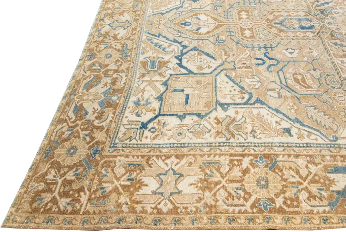 Antique Persian Heriz Rug - Apadana - Beige - Beige