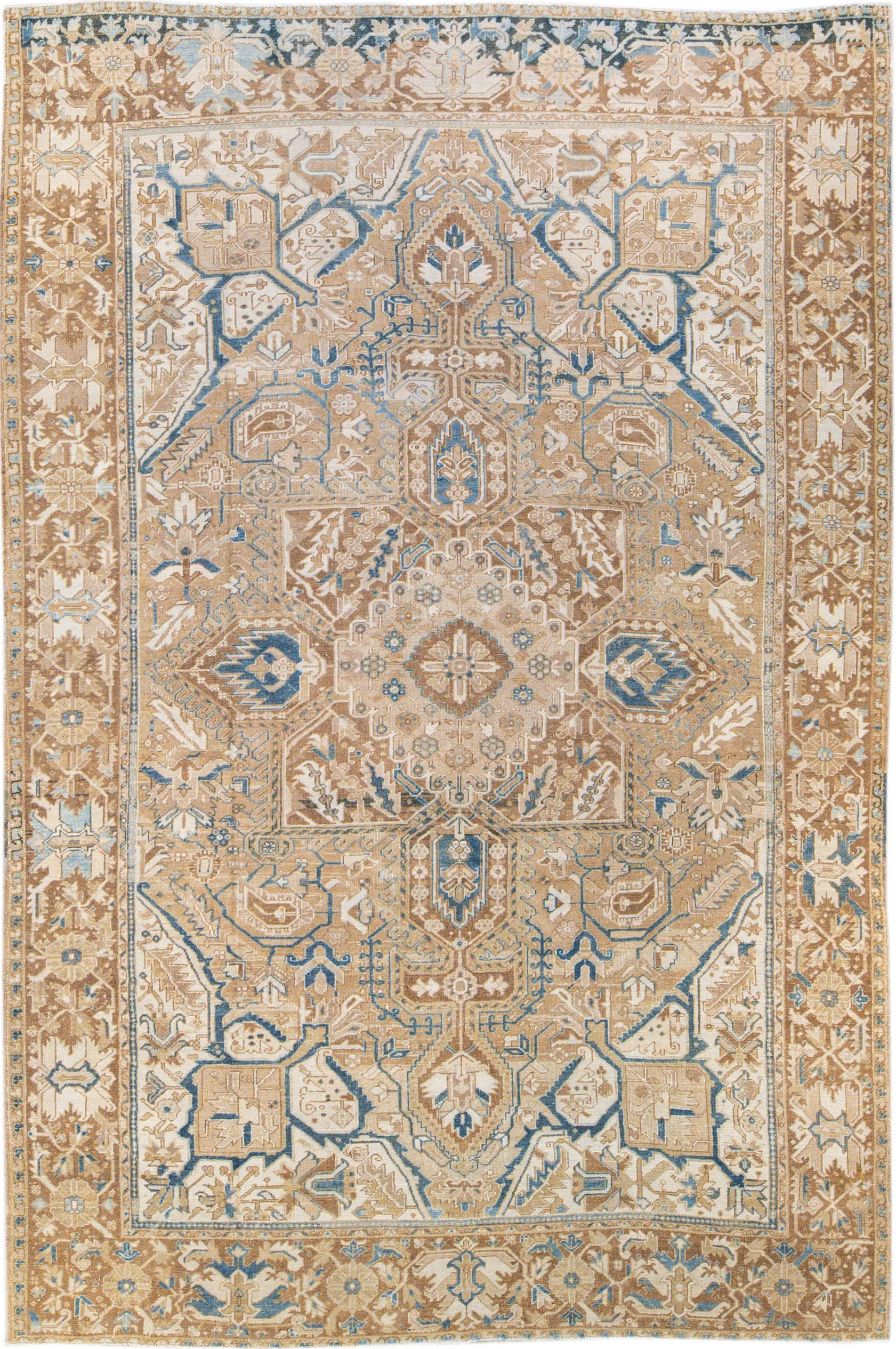 Antique Persian Heriz Rug - Apadana - Beige - Beige