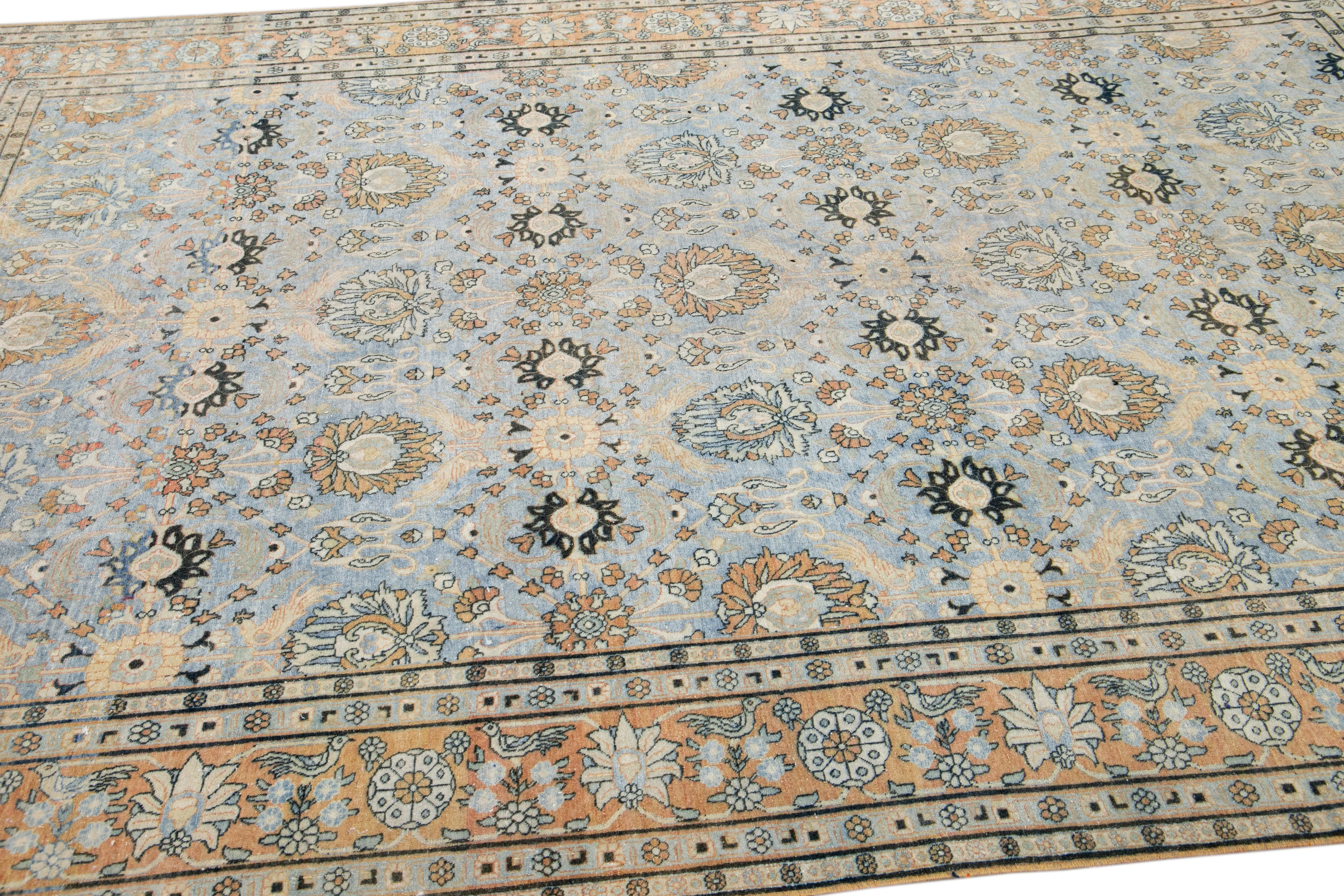 Antique Persian Tabriz Rug - Apadana - Blue - Blue