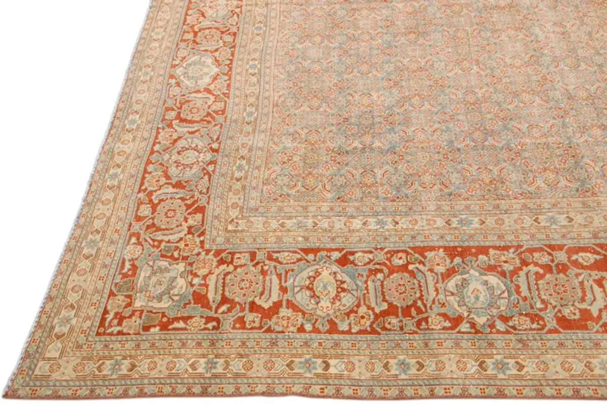 Antique Persian Tabriz Rug - Apadana - Orange - Orange