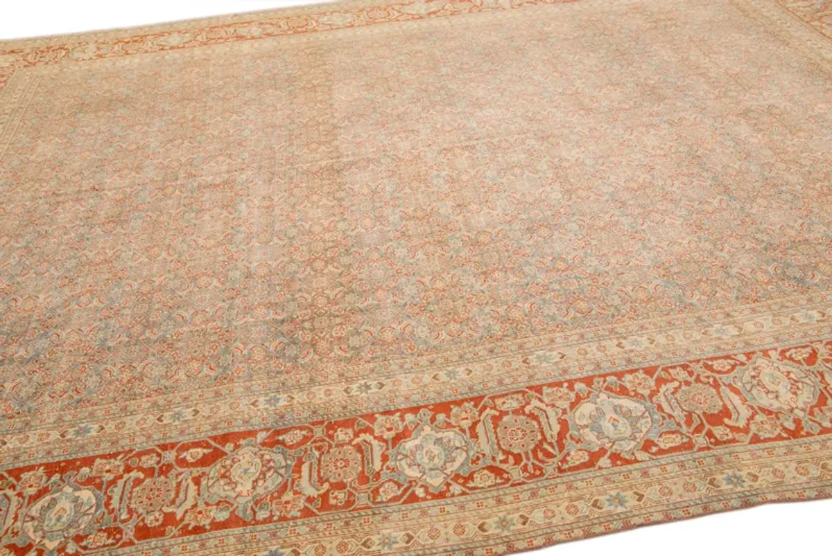 Antique Persian Tabriz Rug - Apadana - Orange - Orange