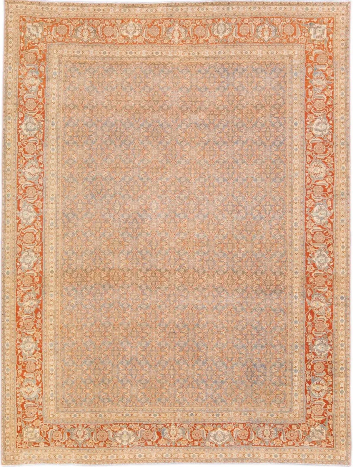 Antique Persian Tabriz Rug - Apadana - Orange - Orange