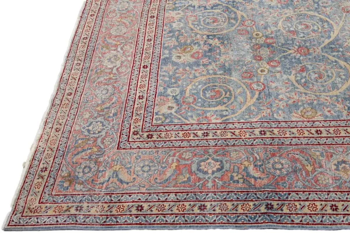 Antique Persian Tabriz Rug - Apadana - Blue - Blue