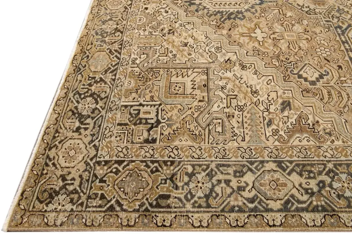 Antique Persian Heriz Rug - Apadana - Beige - Beige