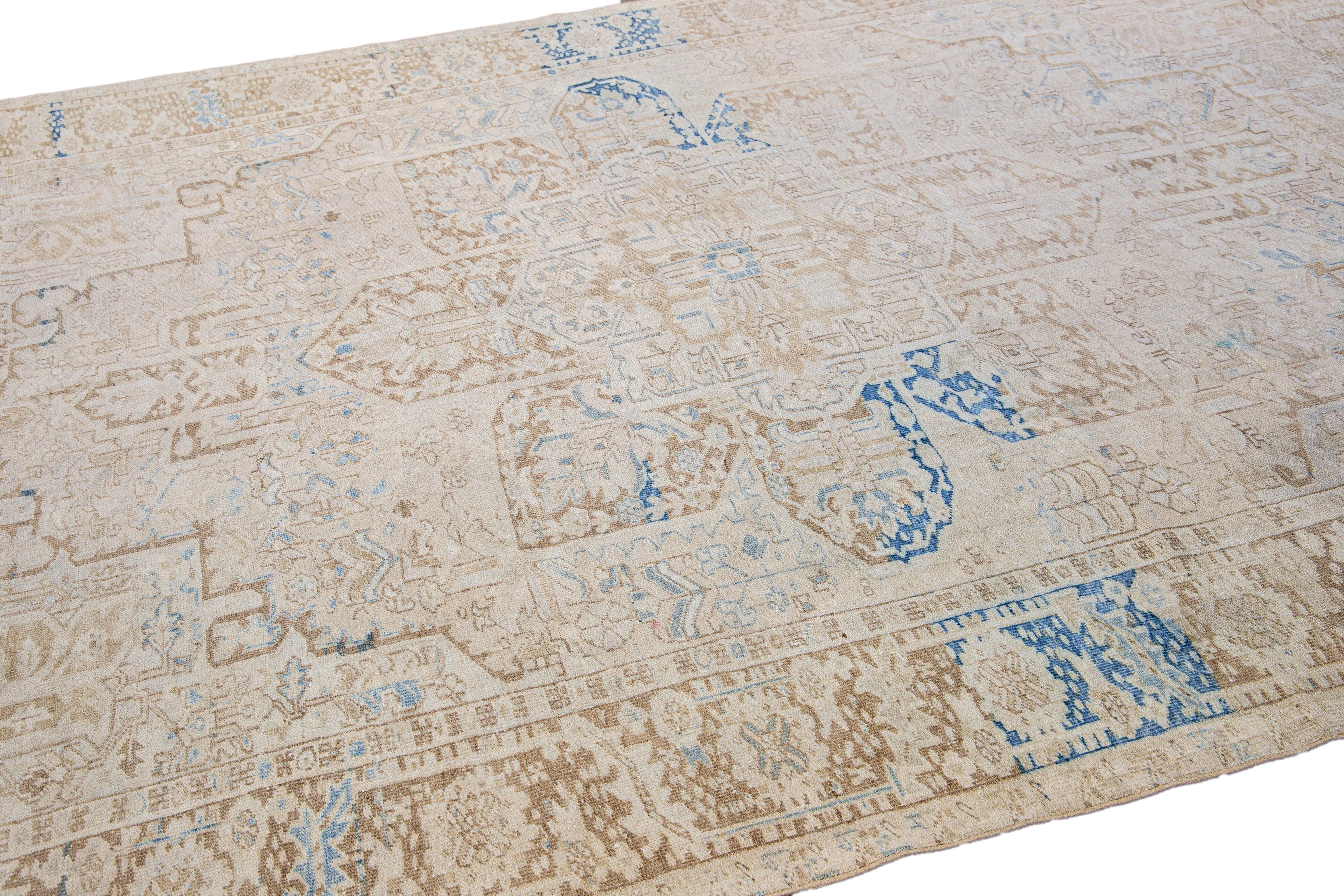 Antique Persian Heriz Rug - Apadana - Beige - Beige