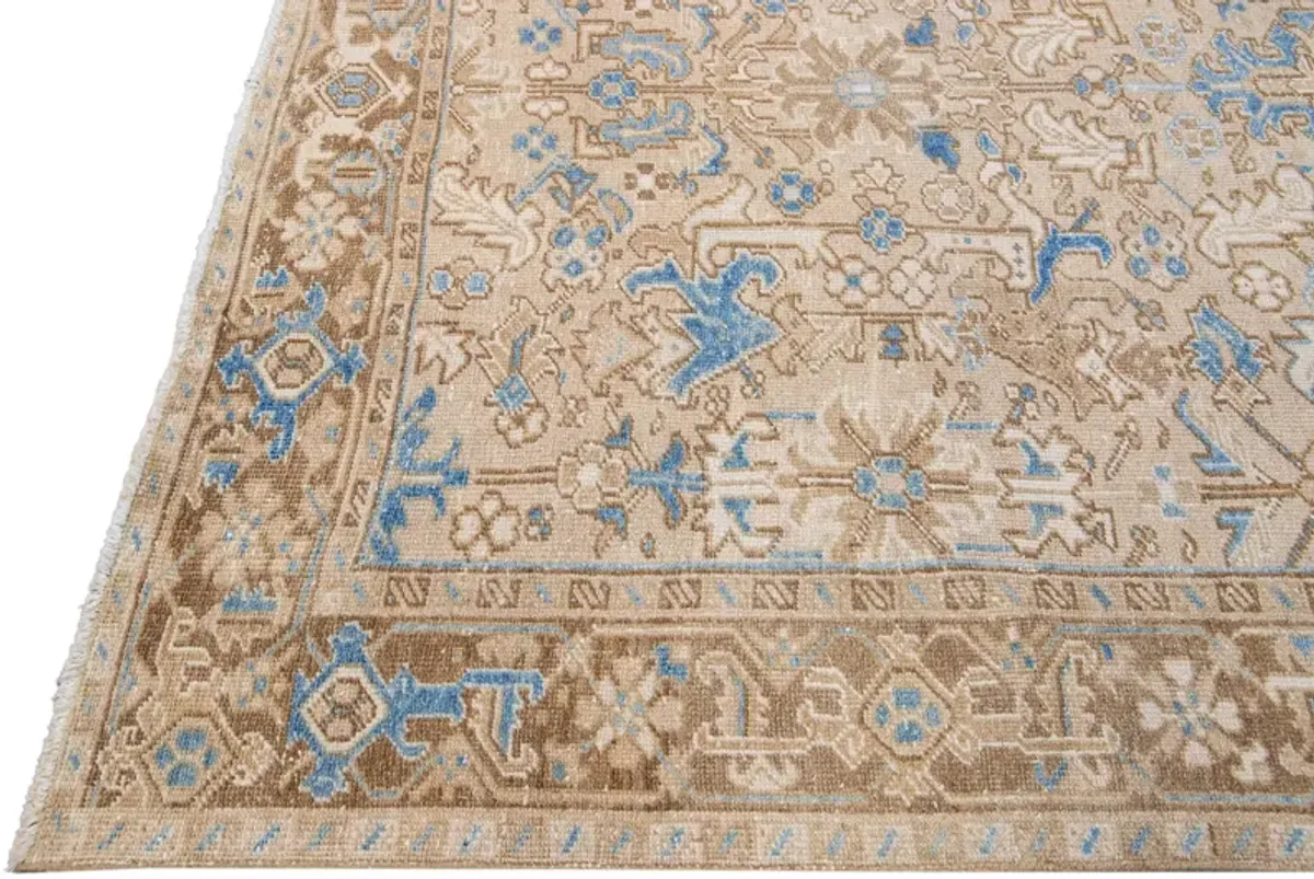 Antique Persian Heriz Rug 6'8" x 9' - Apadana - Blue - Blue