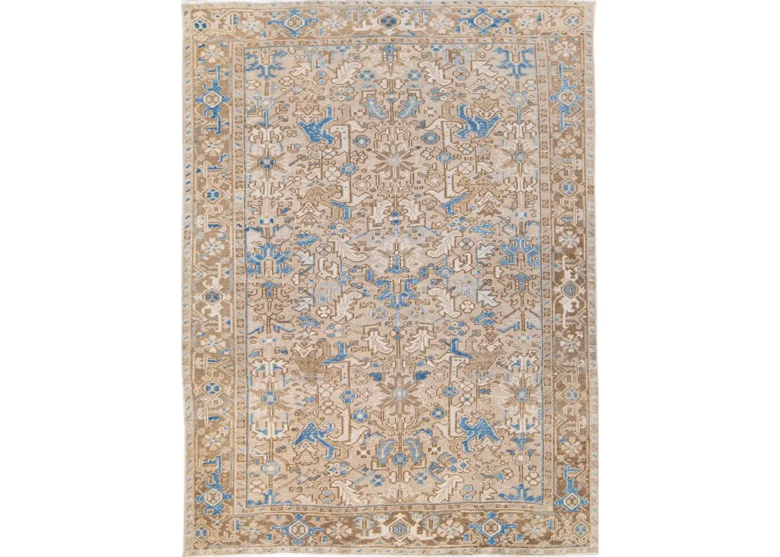 Antique Persian Heriz Rug 6'8" x 9' - Apadana - Blue - Blue