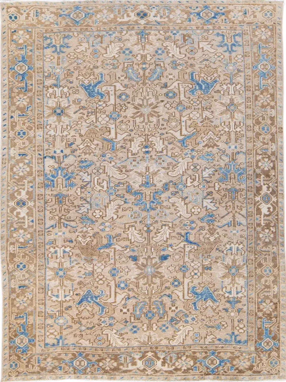 Antique Persian Heriz Rug 6'8" x 9' - Apadana - Blue - Blue