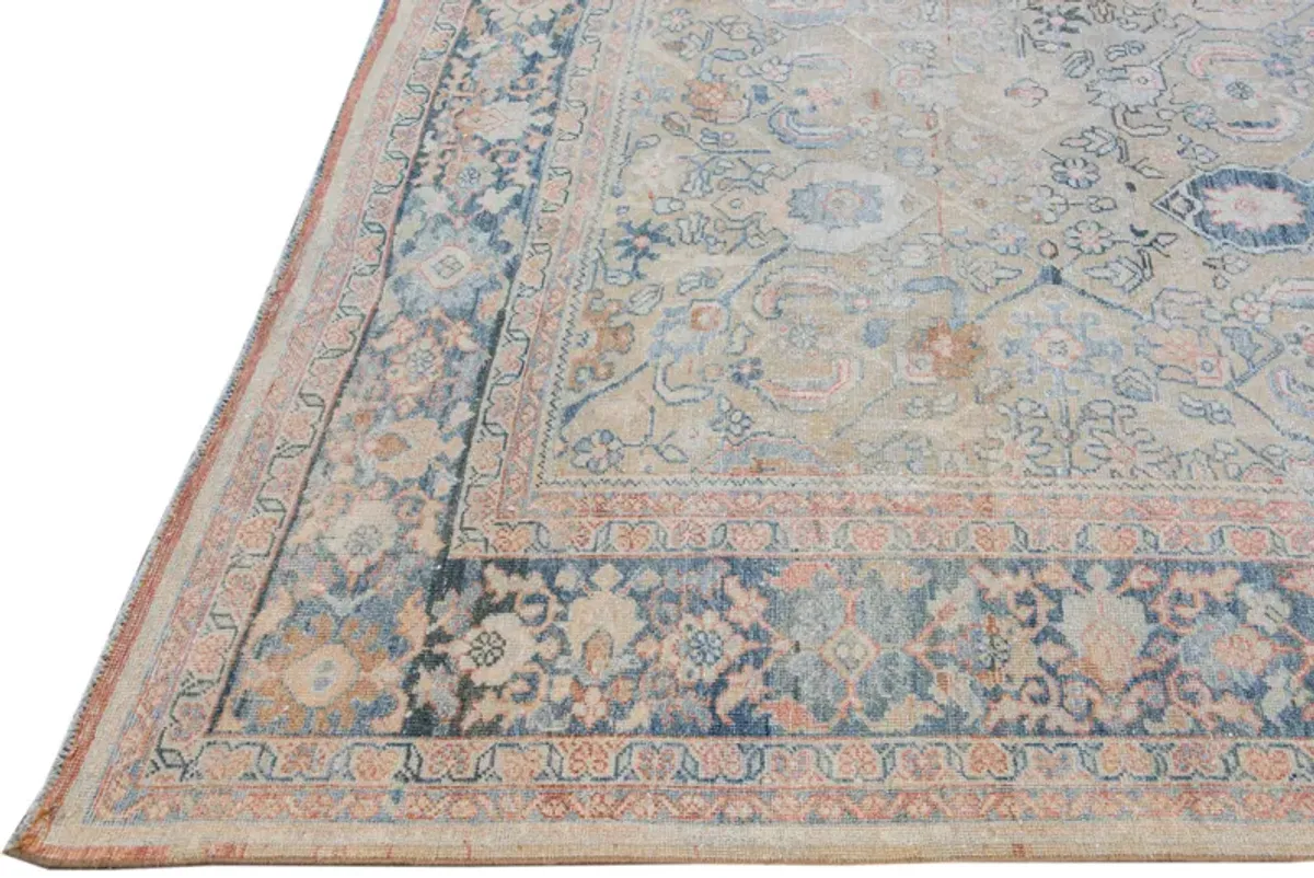 Antique Persian Mahal Rug 9'1" x 12' 5" - Apadana - Blue - Blue