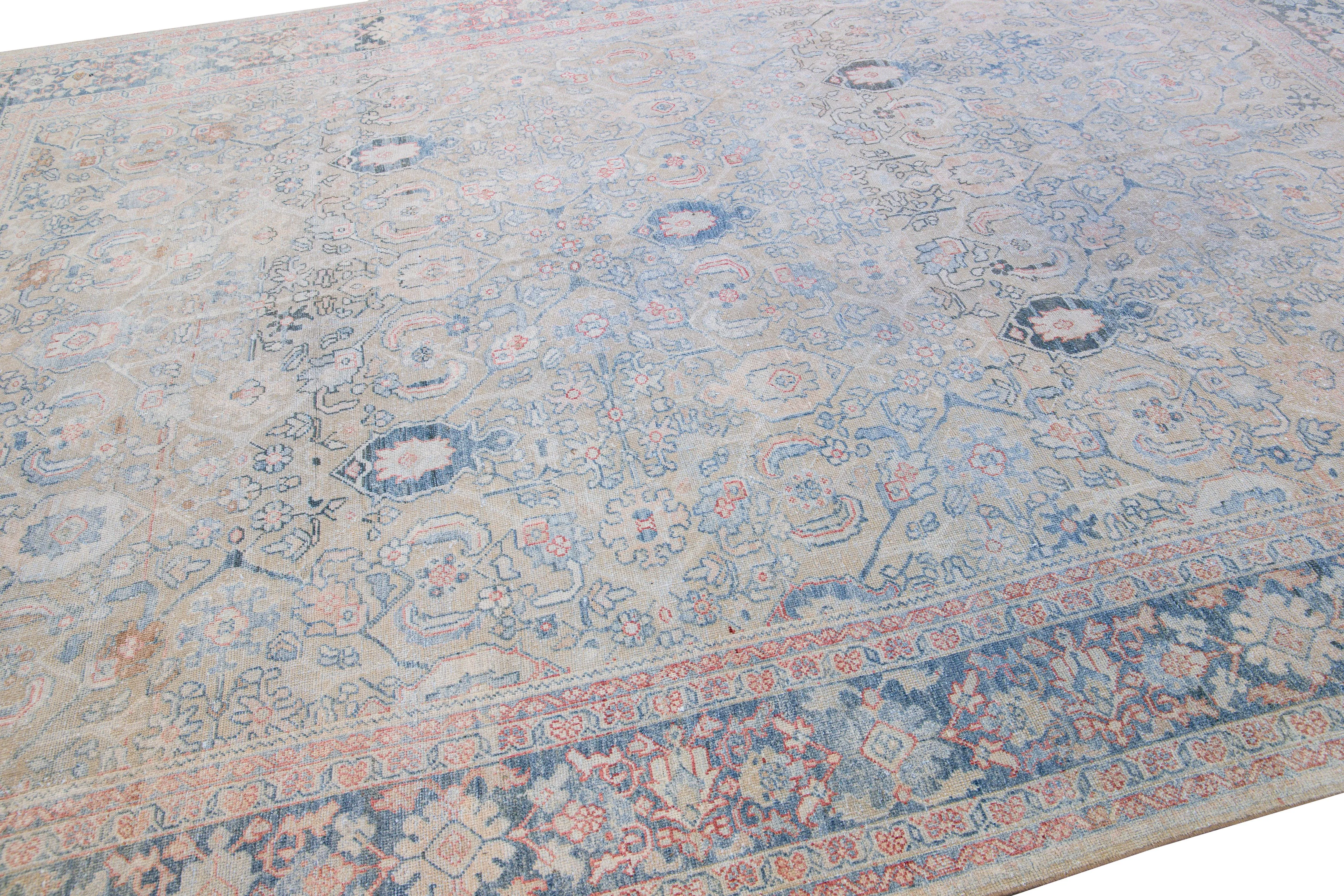 Antique Persian Mahal Rug 9'1" x 12' 5" - Apadana - Blue - Blue