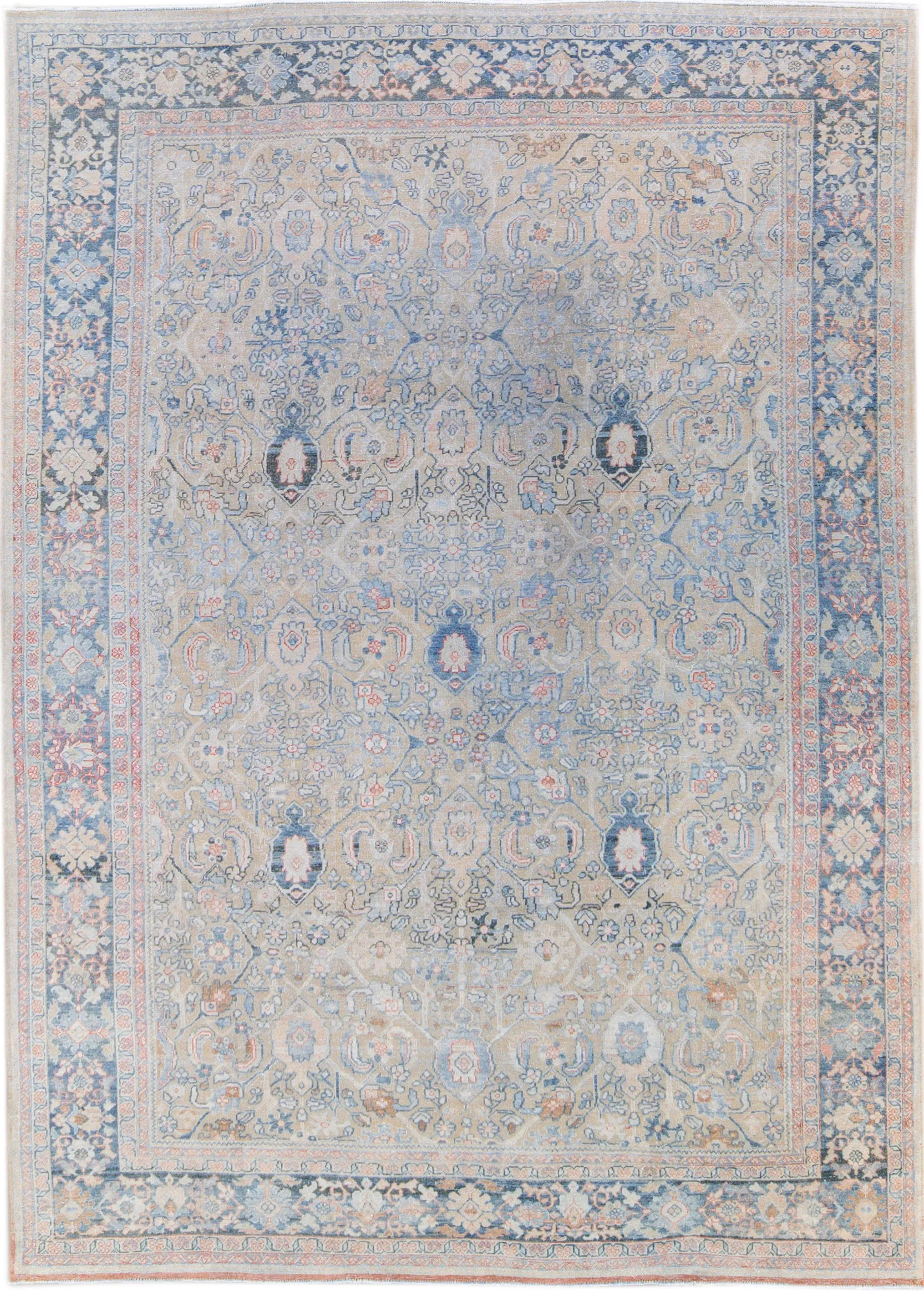 Antique Persian Mahal Rug 9'1" x 12' 5" - Apadana - Blue - Blue
