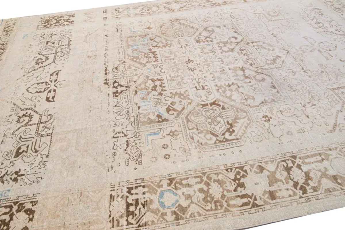 Antique Persian Heriz Rug - Apadana - Beige - Beige