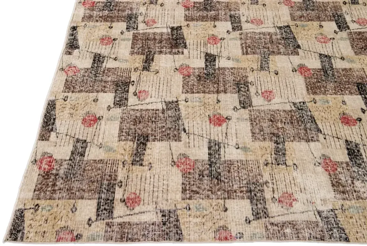 Vintage Expressionist Rug 6'6"x7'8 - Apadana - Beige - Beige