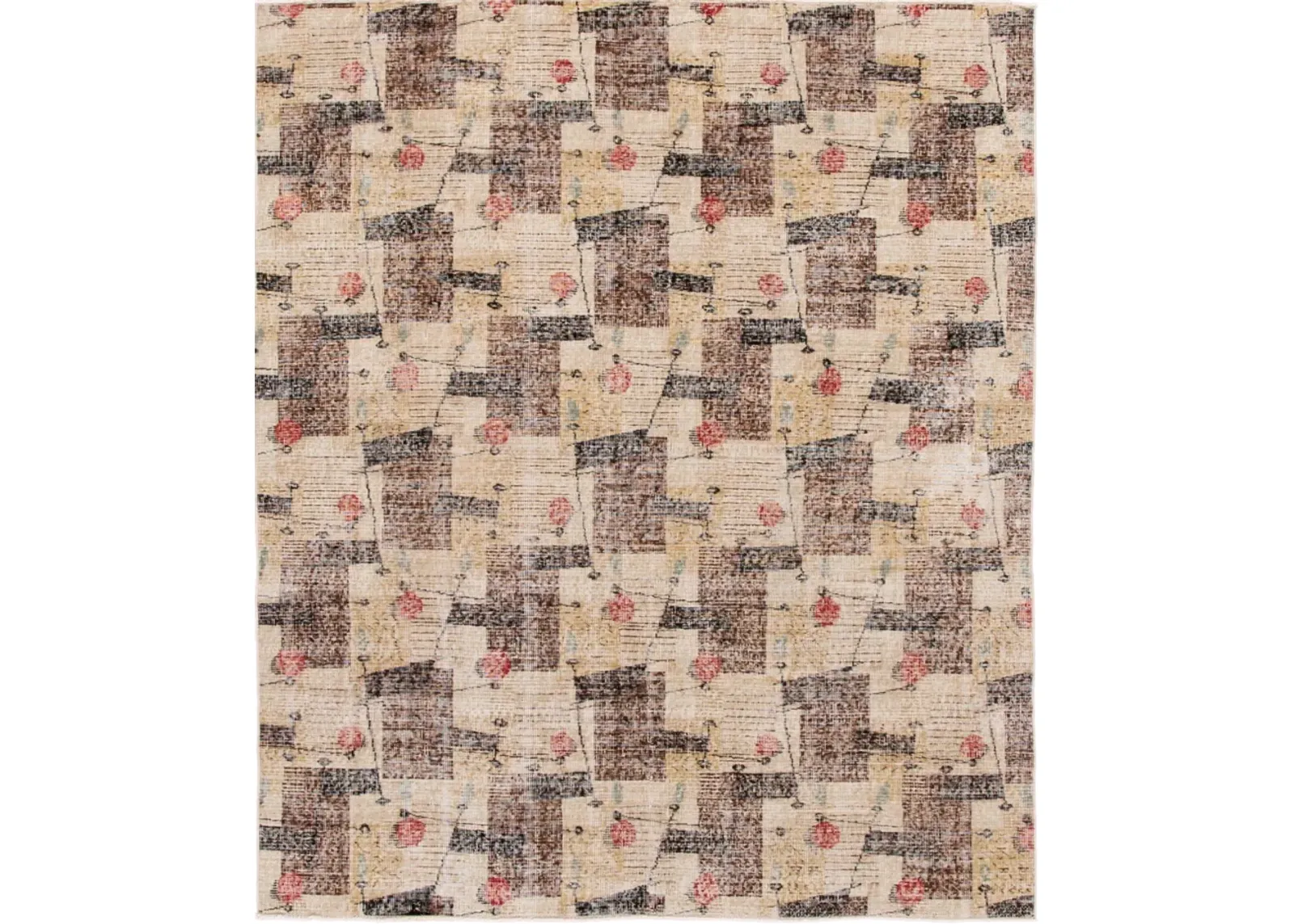 Vintage Expressionist Rug 6'6"x7'8 - Apadana - Beige - Beige