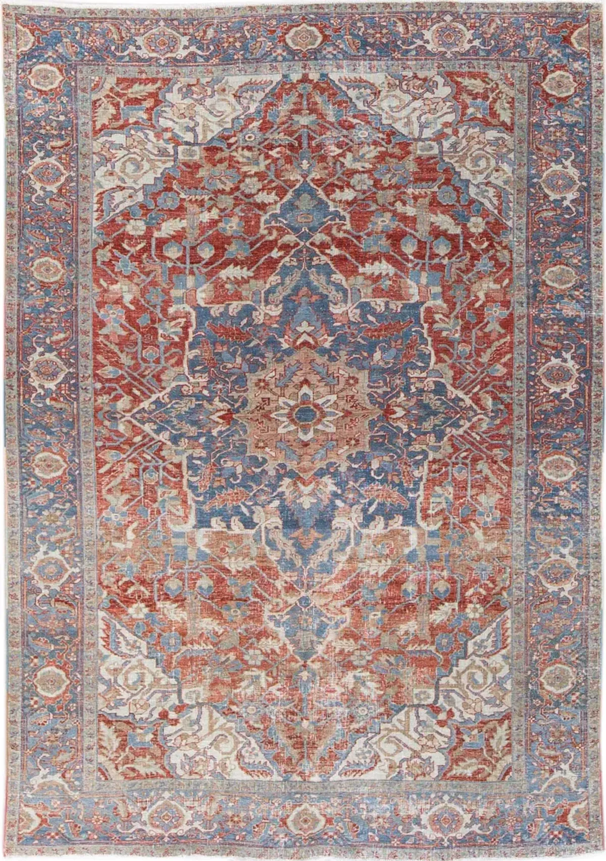 Antique Persian Heriz Rug - Apadana - Red - Red