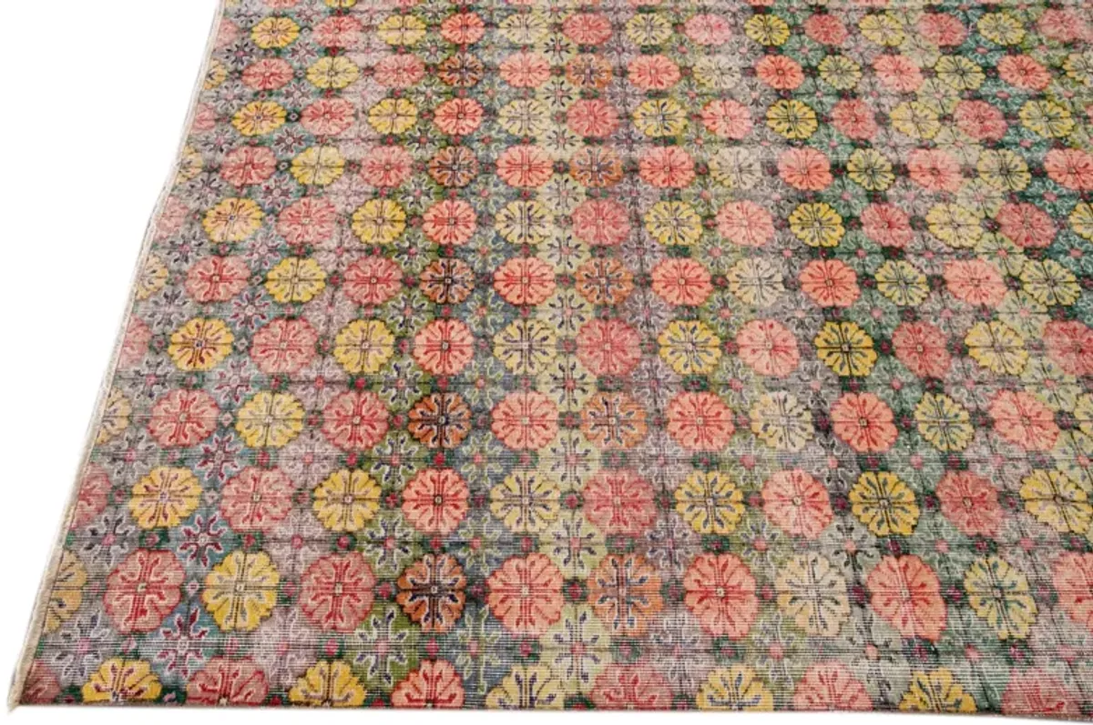 Vintage Turkish Deco Rug - 6' 9" x 9' 4" - Apadana - Pink - Pink