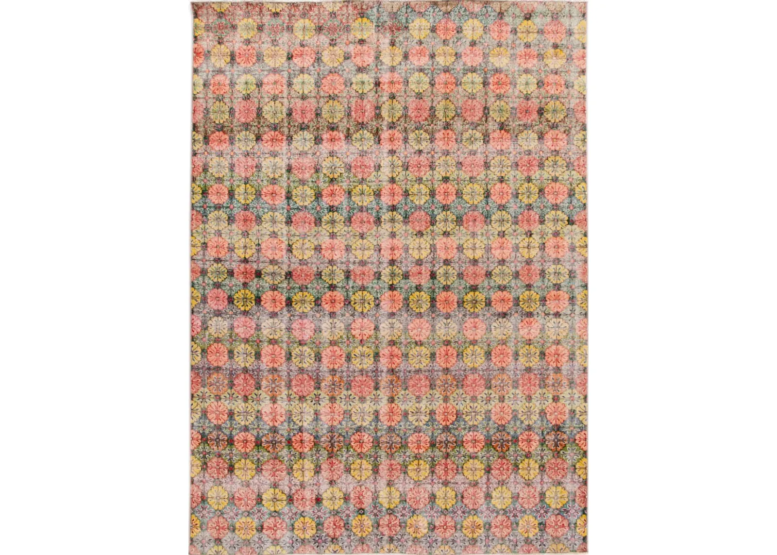 Vintage Turkish Deco Rug - 6' 9" x 9' 4" - Apadana - Pink - Pink