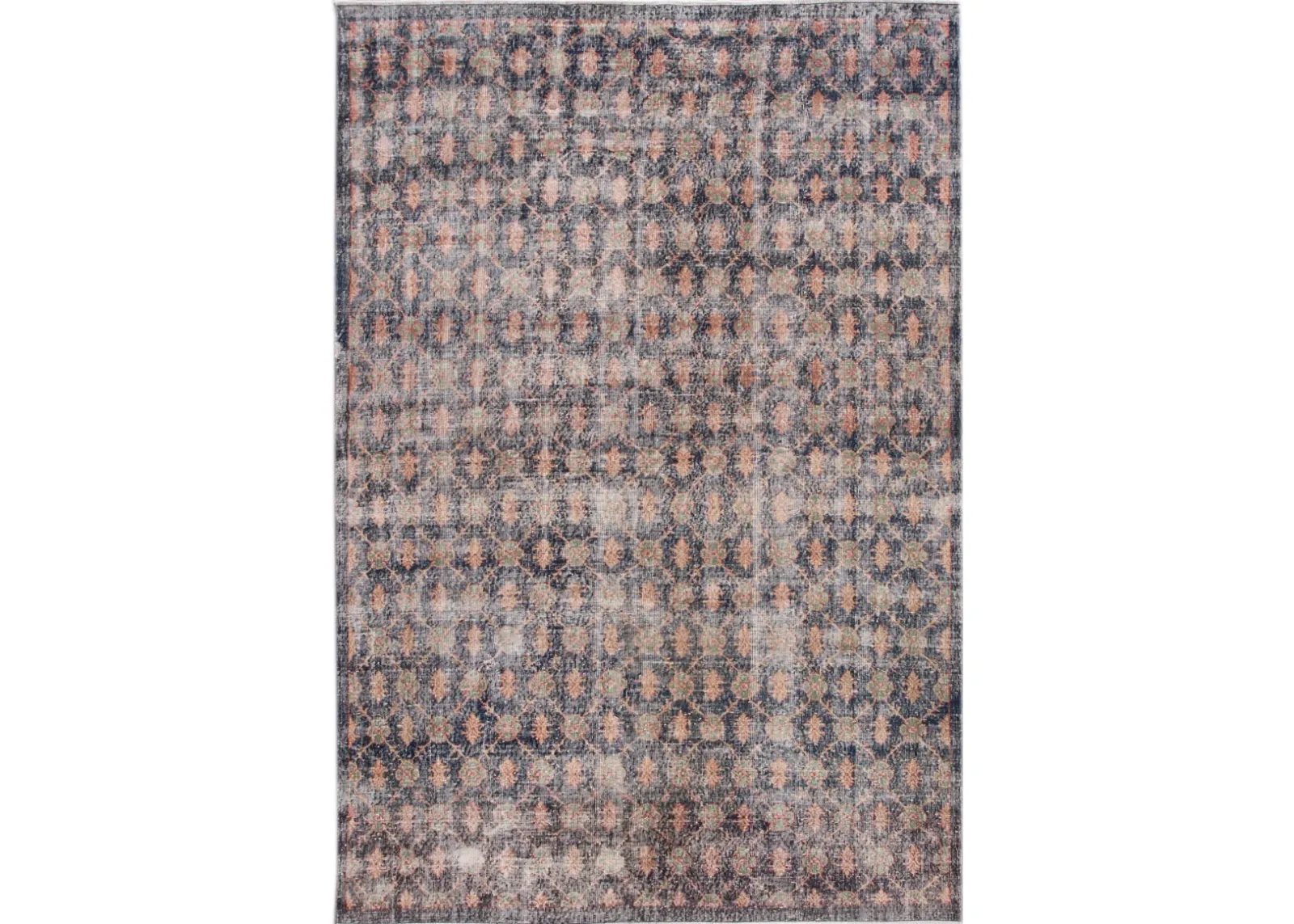 Vintage Turkish Deco Rug - 7' 4" x 10' 10 - Apadana - Blue - Blue