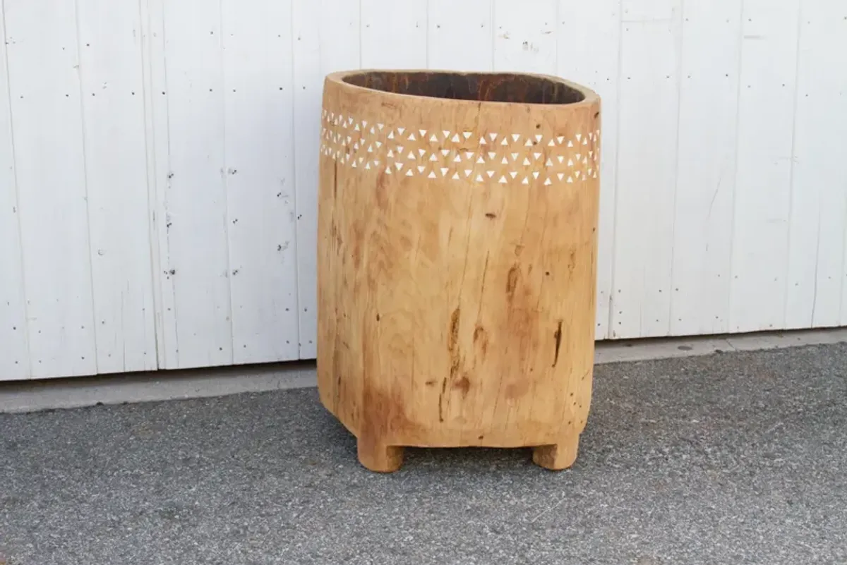 Rustic Modern Naga Tall Outdoor Planter - de-cor - Brown - 25" l x 22.5" w x 30" h