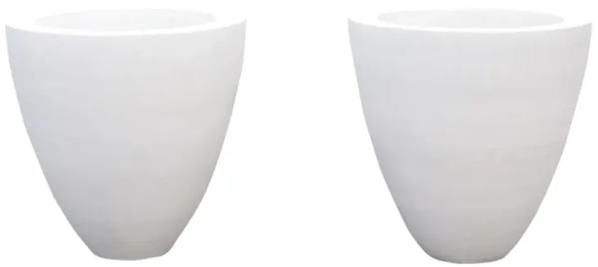 Classic White Round Outdoor Planter - Set of 2 - de-cor - Handcrafted - 25" l x 25" w x 26" h