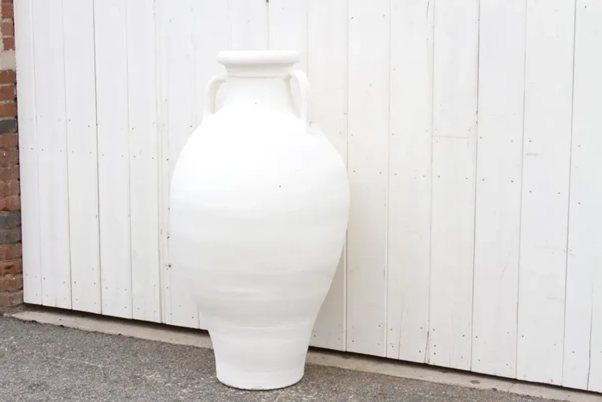 Amphora Greek Terracotta Outdoor Planter - de-cor - Handcrafted - white - 26" l x 26" w x 47" h