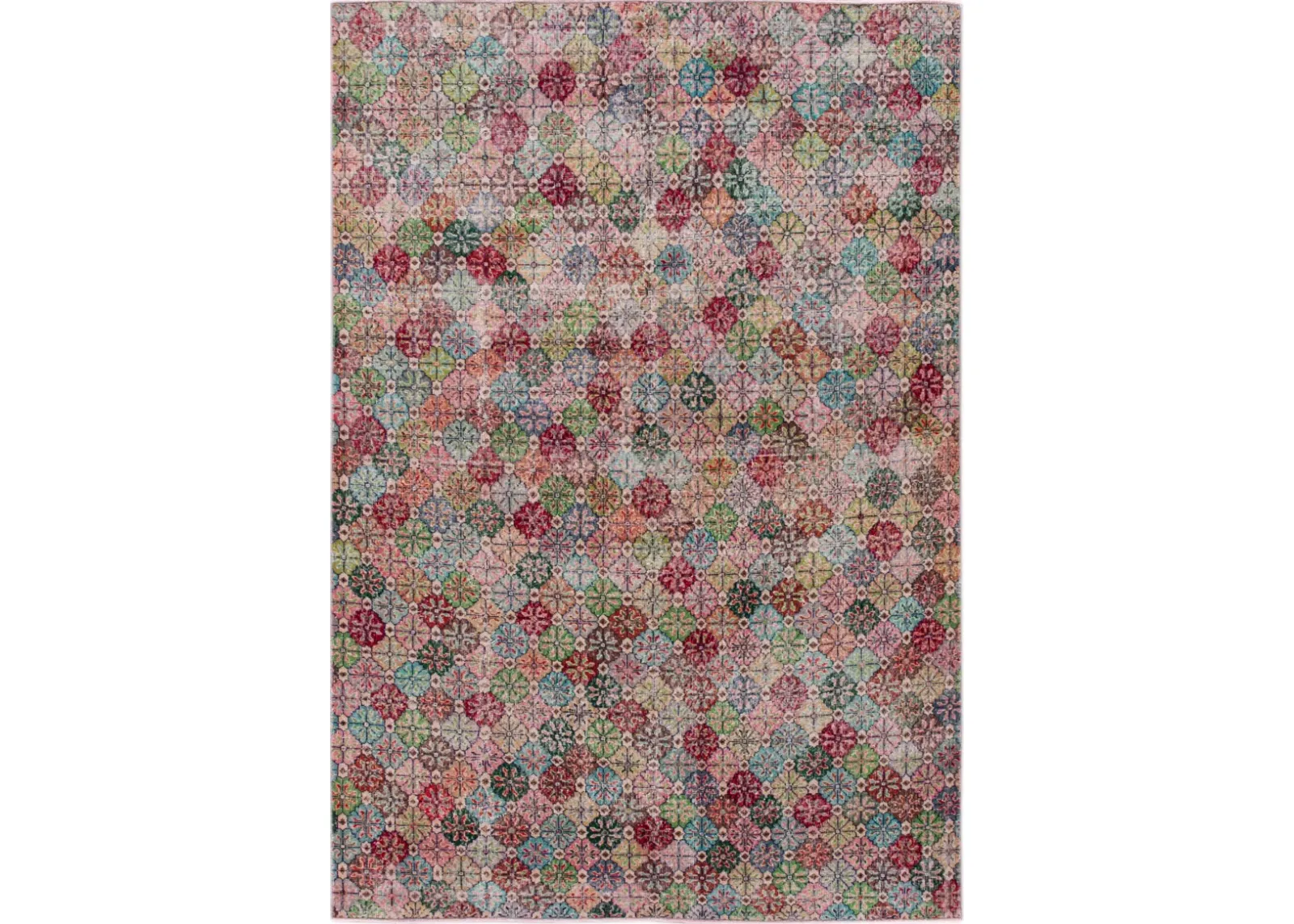 Vintage Turkish Art Deco Rug - Apadana - Pink - Pink