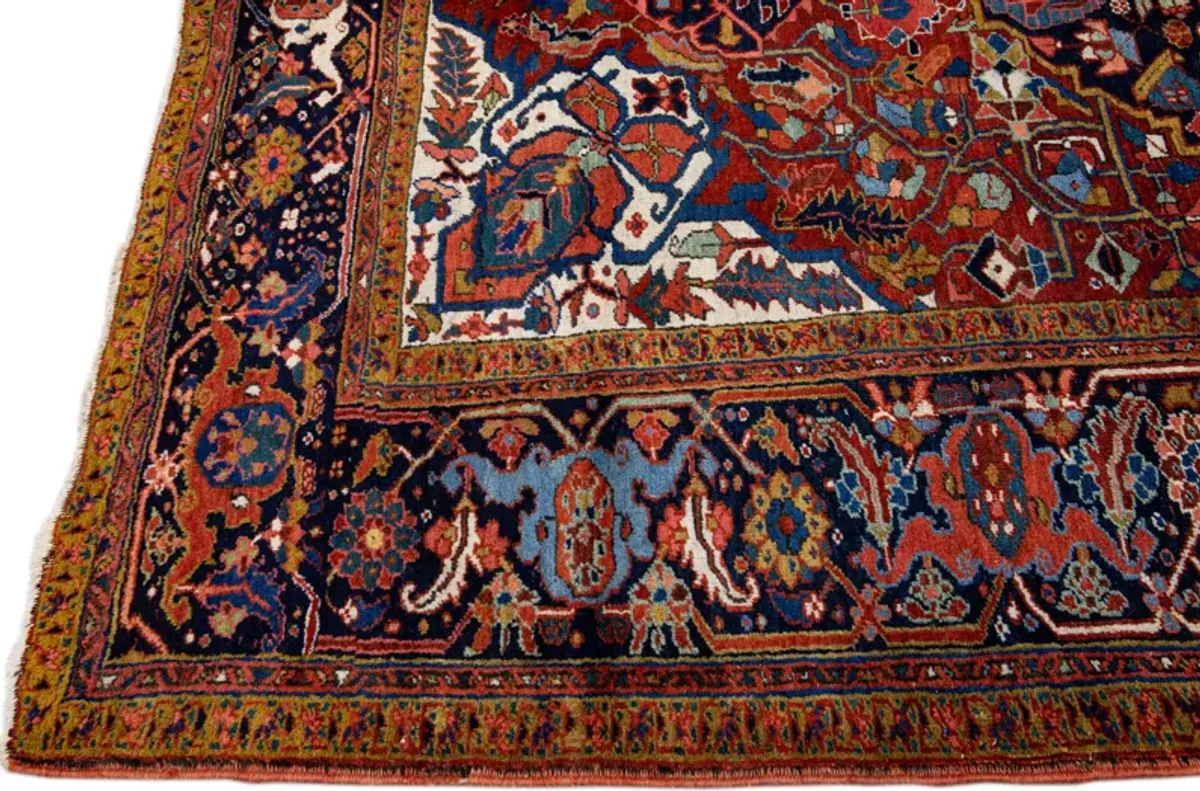 Antique Persian Heriz Rug - Apadana - Red - Red