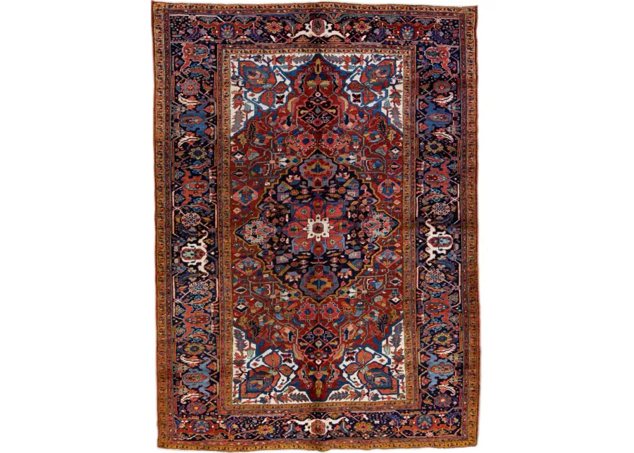 Antique Persian Heriz Rug - Apadana - Red - Red