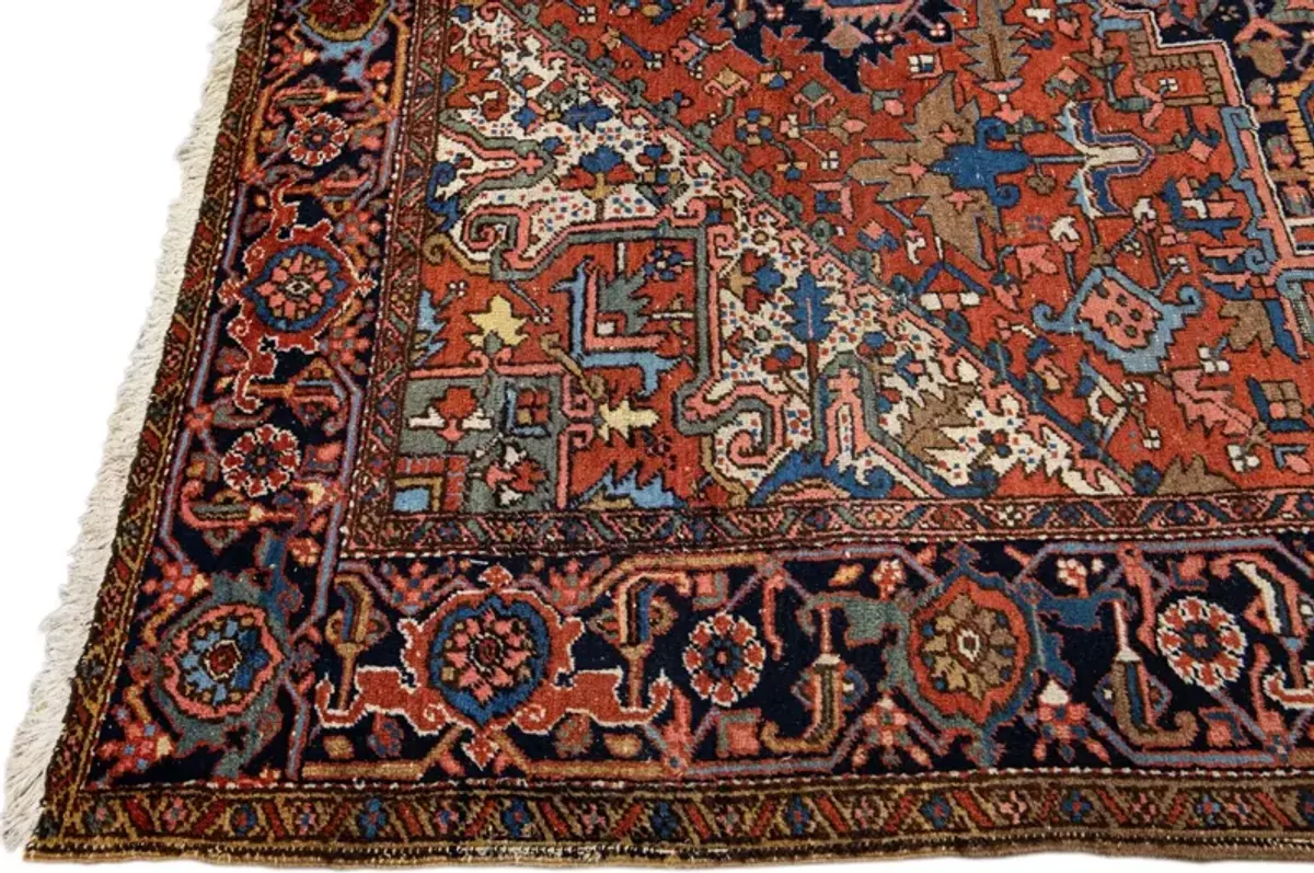 Antique Persian Heriz Rug - Apadana - Red - Red