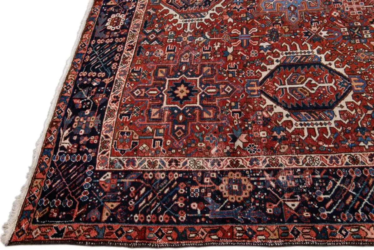 Antique Persian Heriz Rug - Apadana - Red - Red