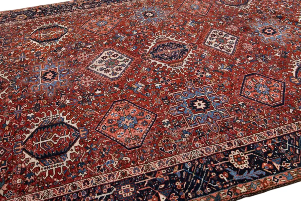 Antique Persian Heriz Rug - Apadana - Red - Red