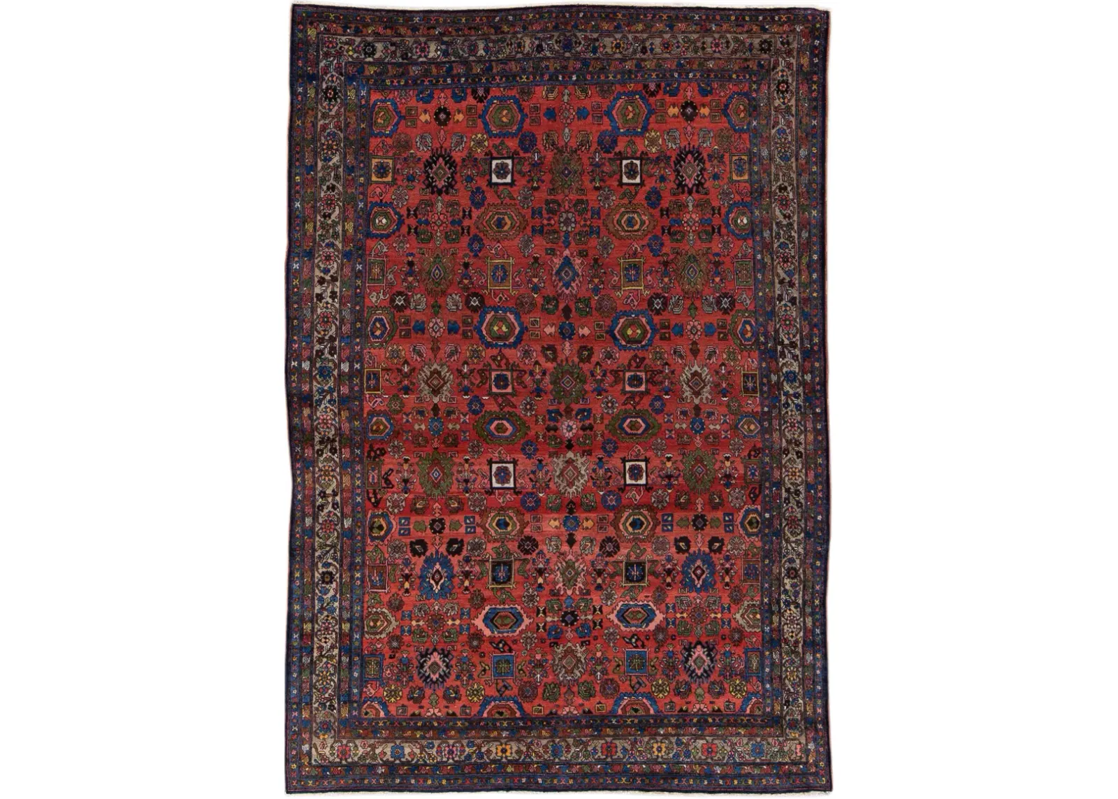 Antique Persian Bidjar Rug - Apadana - Red - Red