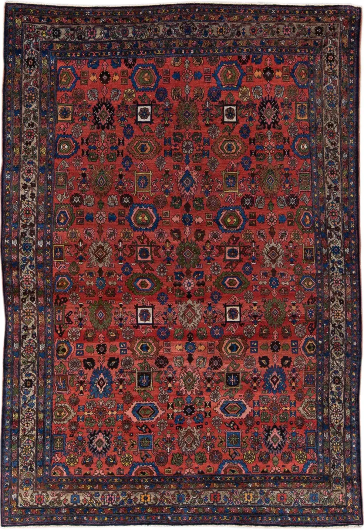 Antique Persian Bidjar Rug - Apadana - Red - Red