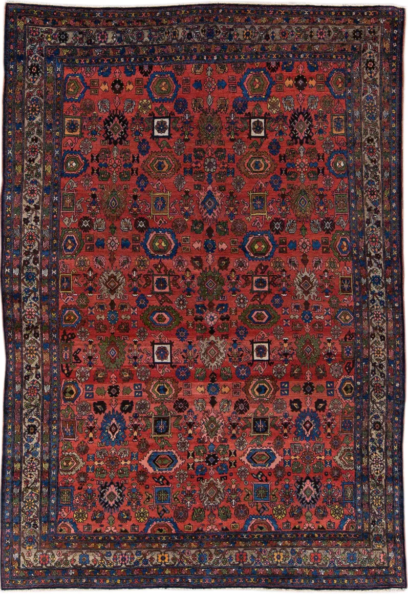 Antique Persian Bidjar Rug - Apadana - Red - Red