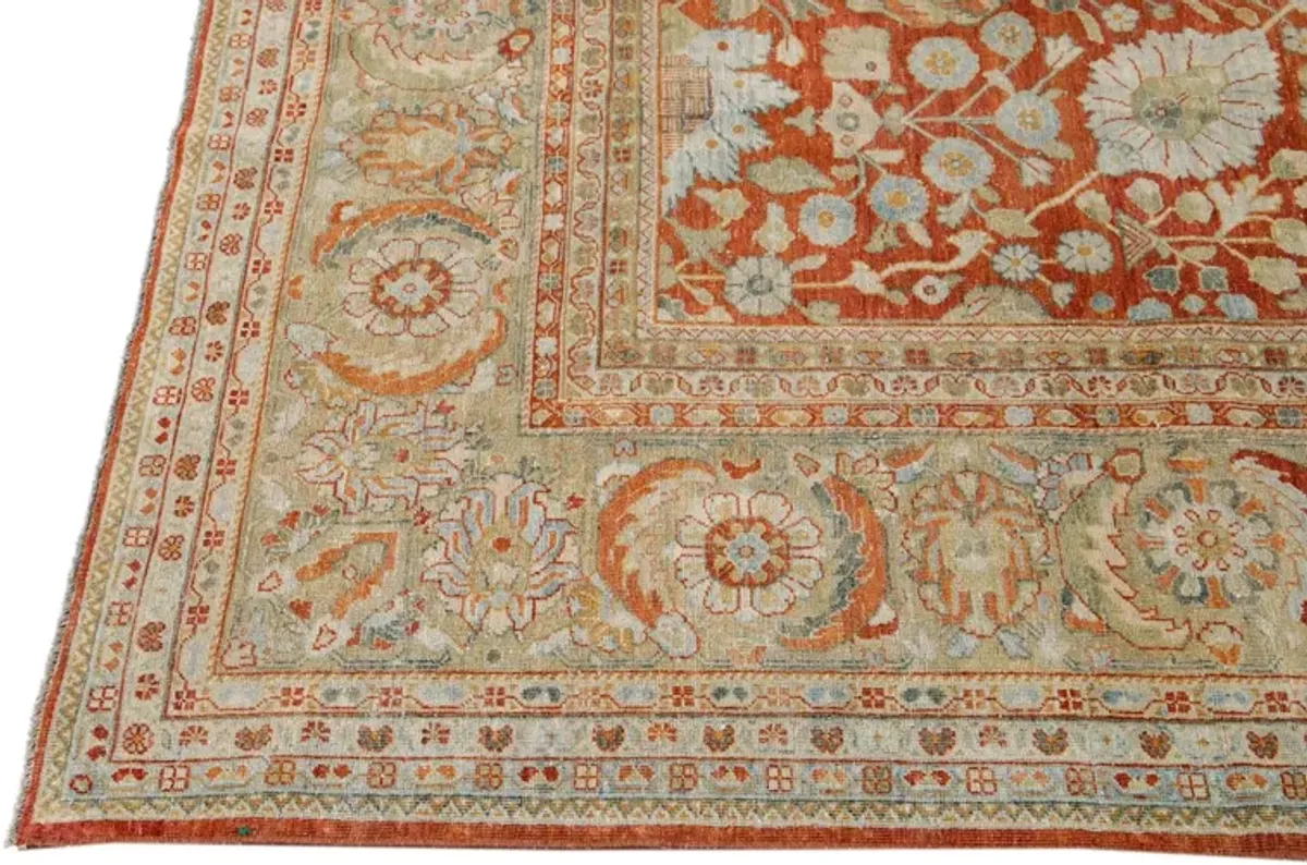 Vintage Persian Tabriz Rug - Apadana - Red - Red