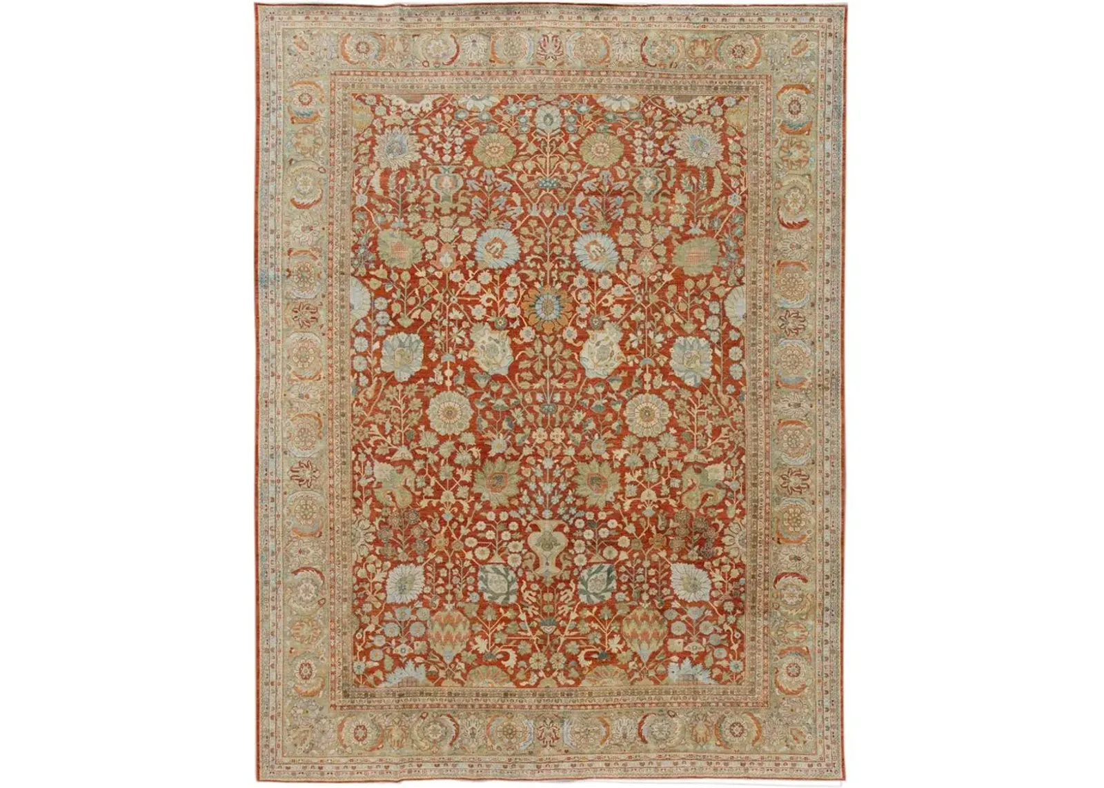 Vintage Persian Tabriz Rug - Apadana - Red - Red