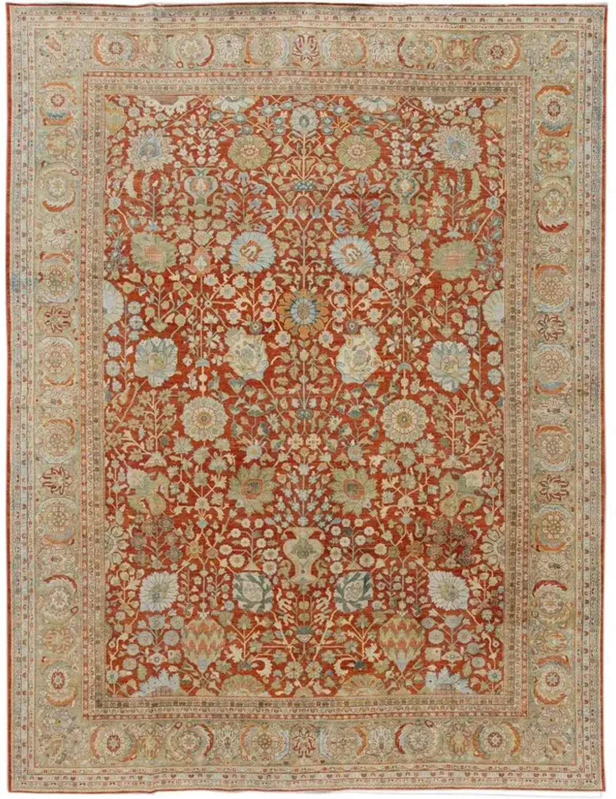 Vintage Persian Tabriz Rug - Apadana - Red - Red