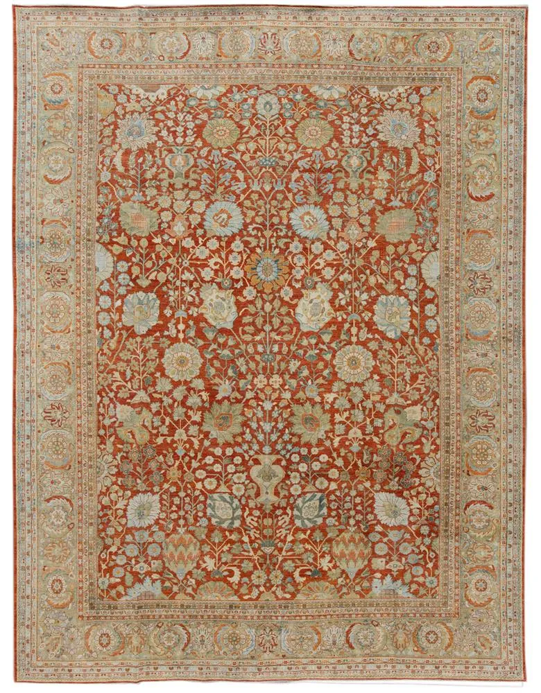 Vintage Persian Tabriz Rug - Apadana - Red - Red