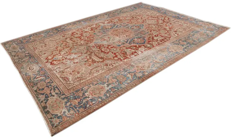 Antique Persian Heriz Rug - Apadana - Red - Red