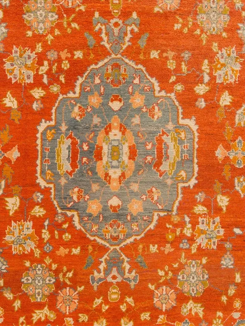 Antique Turkish Oushak Rug - Apadana - Orange - Orange