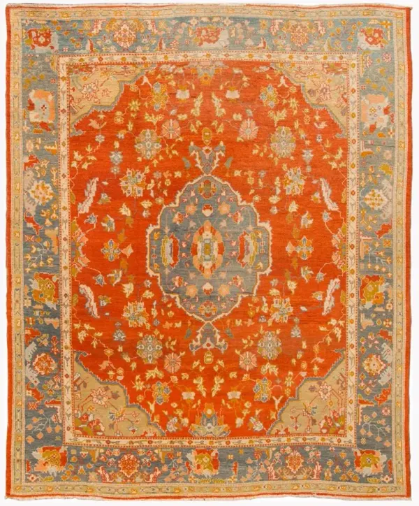 Antique Turkish Oushak Rug - Apadana - Orange - Orange