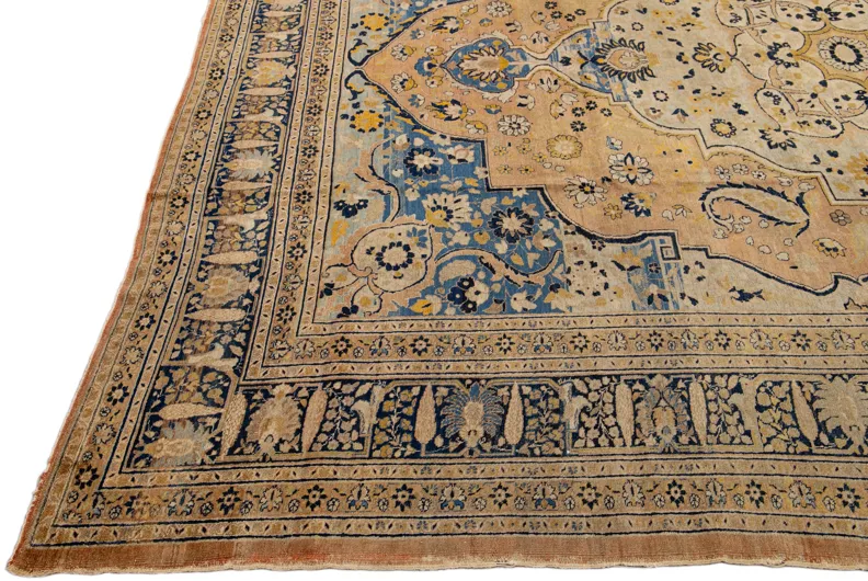 Antique Persian Tabriz Rug - Apadana - Blue - Blue