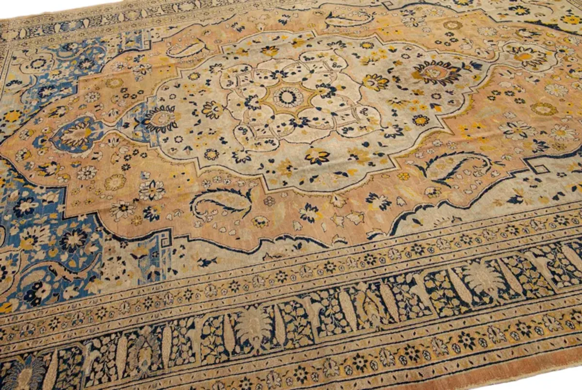 Antique Persian Tabriz Rug - Apadana - Blue - Blue