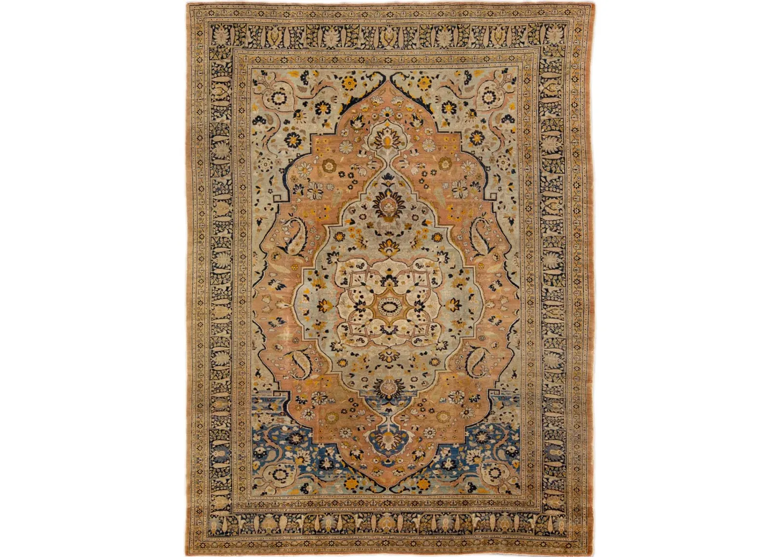 Antique Persian Tabriz Rug - Apadana - Blue - Blue