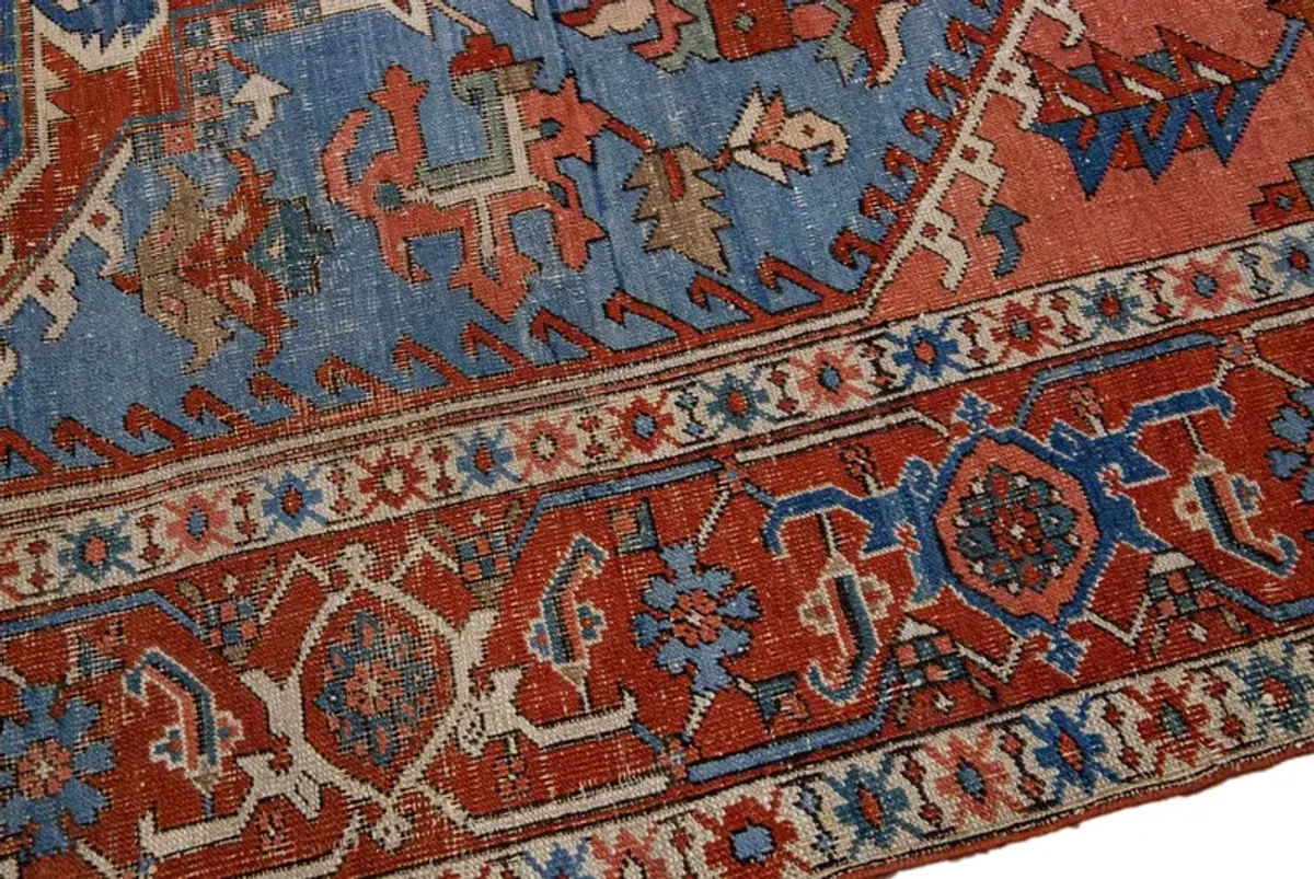 Antique Persian Serapi Rug - Apadana - Blue - Blue