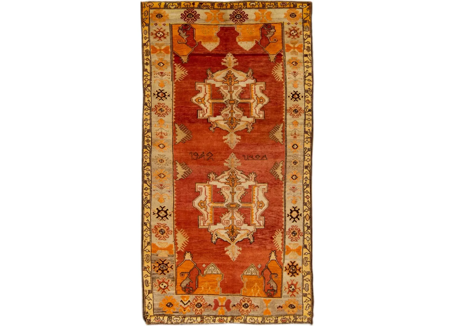 Vintage East Asian Khotan Rug - Apadana - Orange - Orange