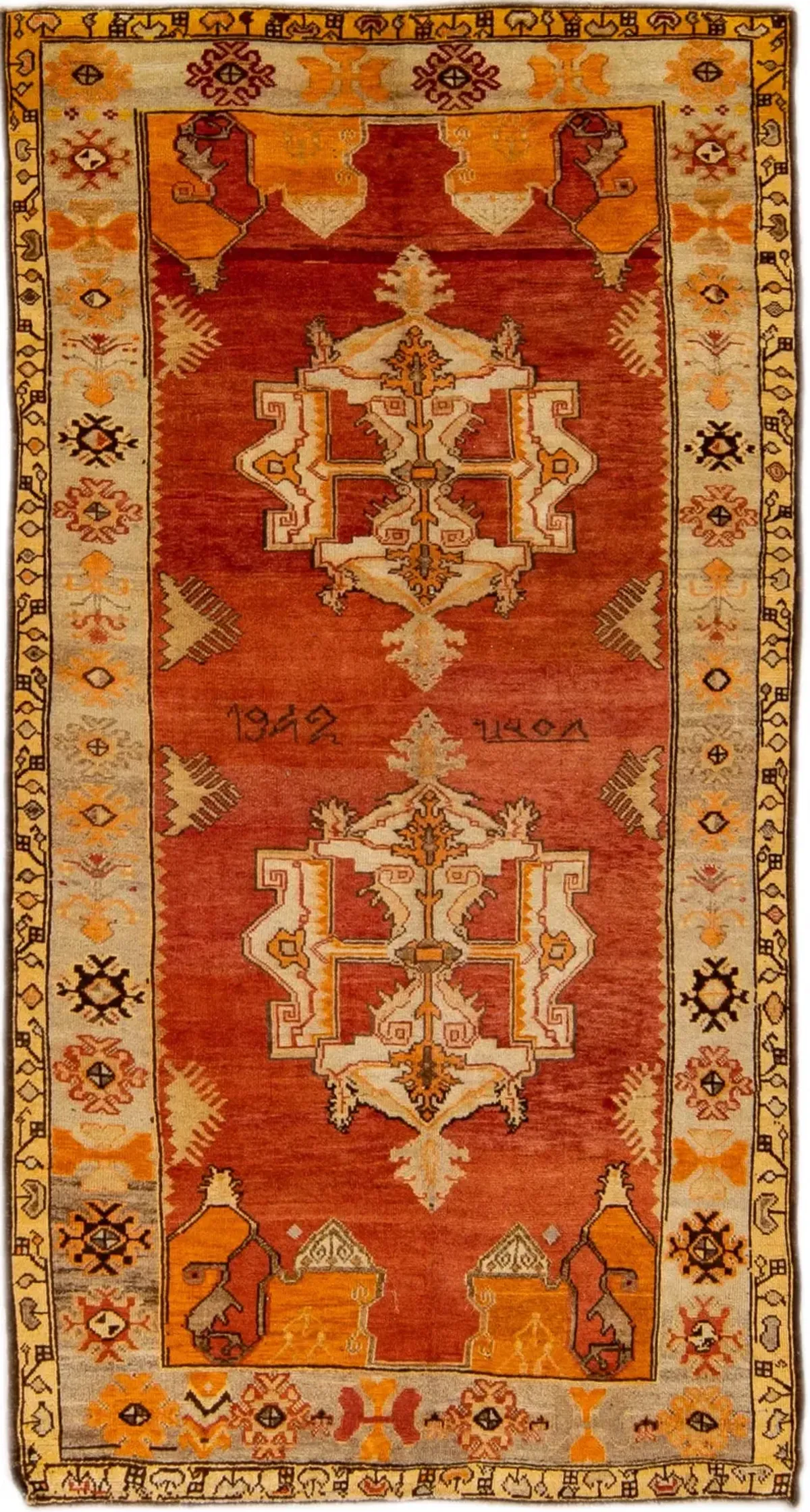 Vintage East Asian Khotan Rug - Apadana - Orange - Orange