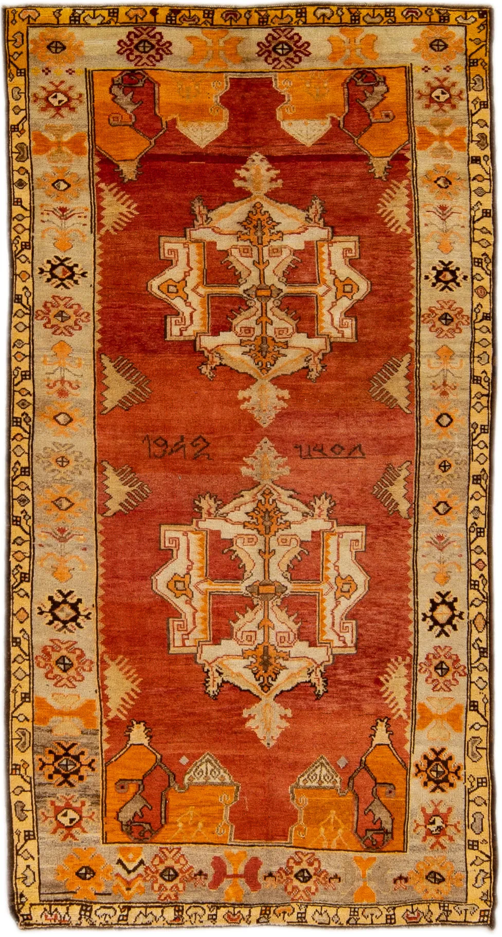 Vintage East Asian Khotan Rug - Apadana - Orange - Orange